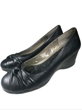 St. John's Bay Women Sz:8M Blk Knotted Leather pump  Cottage Y2K Boho Barbie[6D